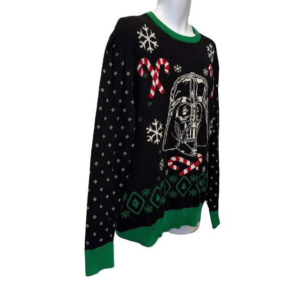 Star Wars Darth Vader Sweater Mens XL Ugly Christmas Holiday Candy Canes Black - Picture 4 of 9